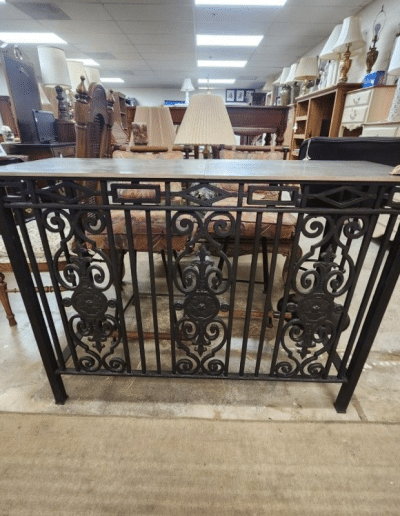 Wrought Iron & Stone Entry Table
