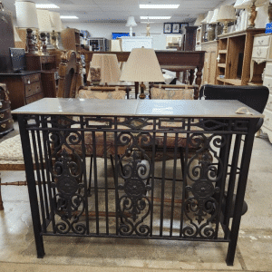 Wrought Iron & Stone Entry Table