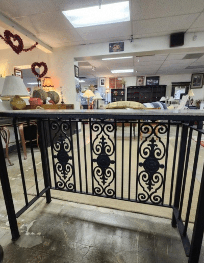 Wrought Iron & Stone Entry Table