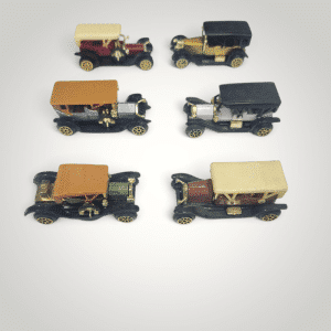 Set of 6 Vintage Miniature Antique Cars – Die-Cast Early 1900s Automobile Models