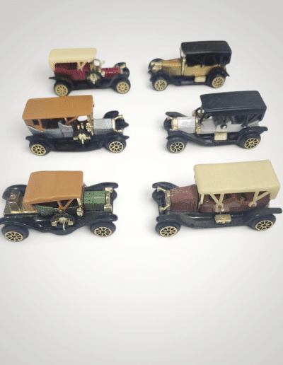 Set of 6 Vintage Miniature Antique Cars – Die-Cast Early 1900s Automobile Models