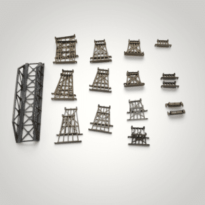 28-Piece Vintage HO Scale Model Train Bridge & Graduated Trestle Pier Set