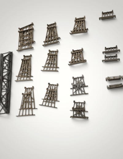 28-Piece Vintage HO Scale Model Train Bridge & Graduated Trestle Pier Set