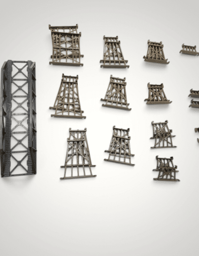 28-Piece Vintage HO Scale Model Train Bridge & Graduated Trestle Pier Set
