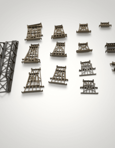 28-Piece Vintage HO Scale Model Train Bridge & Graduated Trestle Pier Set