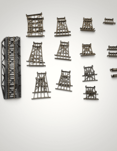 28-Piece Vintage HO Scale Model Train Bridge & Graduated Trestle Pier Set