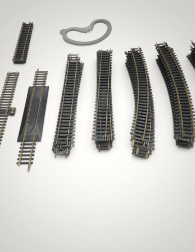 Vintage N Scale Model Train Track Lot – Brass Rails, Turnout Switch, Rerailer & Depot Station Building