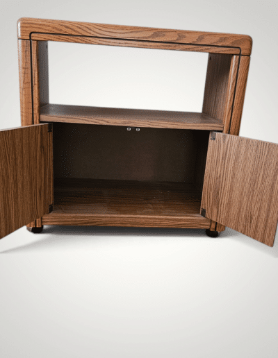 Vintage Faux Oak Rolling Media Cart with Cabinet