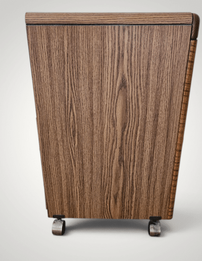 Vintage Faux Oak Rolling Media Cart with Cabinet