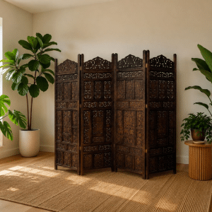 Oriental Carved Wood Screen
