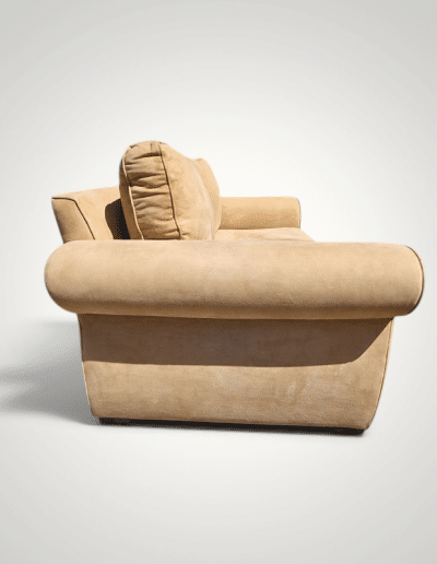 Pottery Barn Tan Suede Rolled-Arm Loveseat