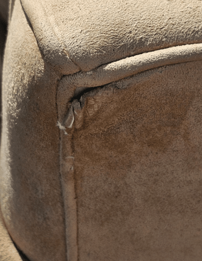 Pottery Barn Tan Suede Rolled-Arm Loveseat