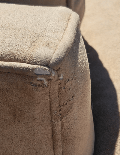 Pottery Barn Tan Suede Rolled-Arm Loveseat