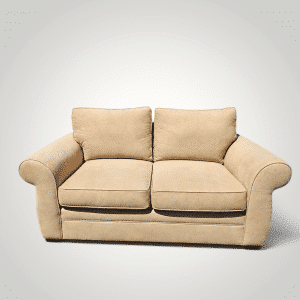 Pottery Barn Tan Suede Rolled-Arm Loveseat