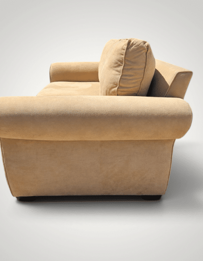 Pottery Barn Tan Suede Rolled-Arm Loveseat
