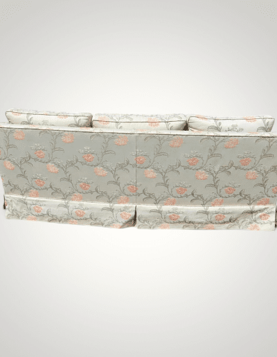 Vintage Curved Floral Brocade Sofa with Brass Ball Casters