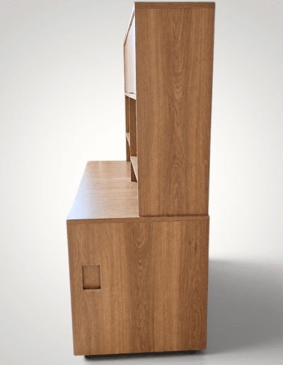 Modern Walnut Home Office Desk with Storage Hutch & Drawers