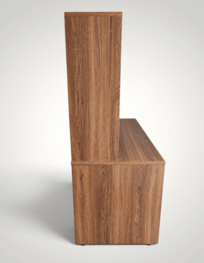 Modern Walnut Home Office Desk with Storage Hutch & Drawers