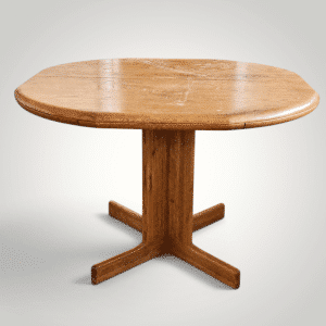 Mid-Century Solid Oak Pedestal Extension Dining Table