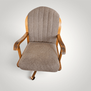 Vintage Mid-Century Style Wood & Tweed Swivel Desk Chair