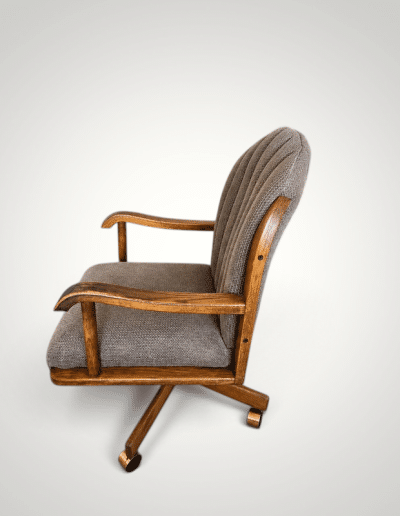 Vintage Mid-Century Style Wood & Tweed Swivel Desk Chair