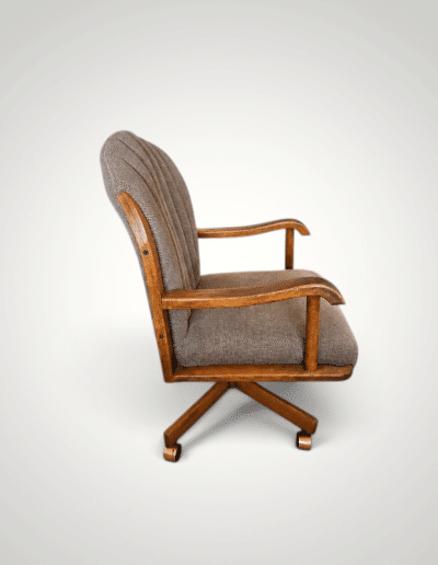 Vintage Mid-Century Style Wood & Tweed Swivel Desk Chair