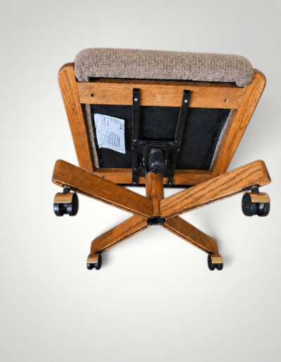 Vintage Mid-Century Style Wood & Tweed Swivel Desk Chair