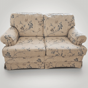 Flexsteel Vintage Floral Upholstered Loveseat with Arm Covers & Skirted Base