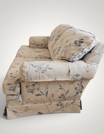 Flexsteel Vintage Floral Upholstered Loveseat with Arm Covers & Skirted Base