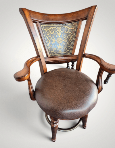 3-Piece Traditional Bistro Set with Gold-Tooled Medallion Top & Swivel Armchairs