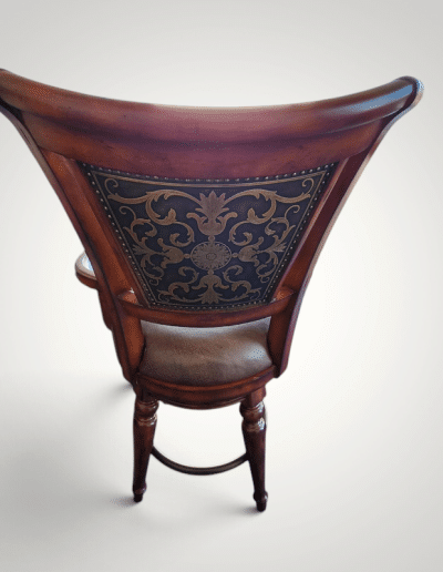 3-Piece Traditional Bistro Set with Gold-Tooled Medallion Top & Swivel Armchairs