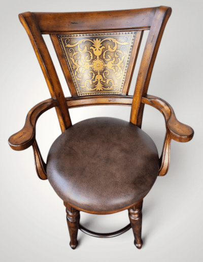 3-Piece Traditional Bistro Set with Gold-Tooled Medallion Top & Swivel Armchairs