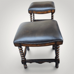 Traditional Barley Twist Leather Accent Stool with Nailhead Trim