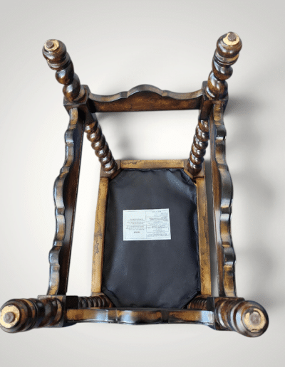Traditional Barley Twist Leather Accent Stool with Nailhead Trim
