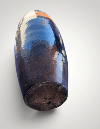 Tall Glazed Ceramic Floor Planter with Fiery Reactive Ombre Glaze