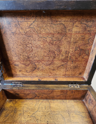 Antique-Style Colonial Map Treasure Box with Brass Nailhead Trim