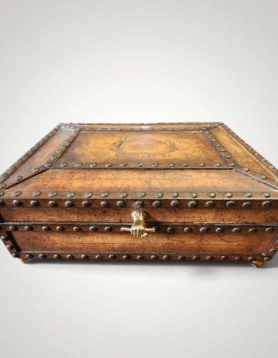 Antique-Style Colonial Map Treasure Box with Brass Nailhead Trim