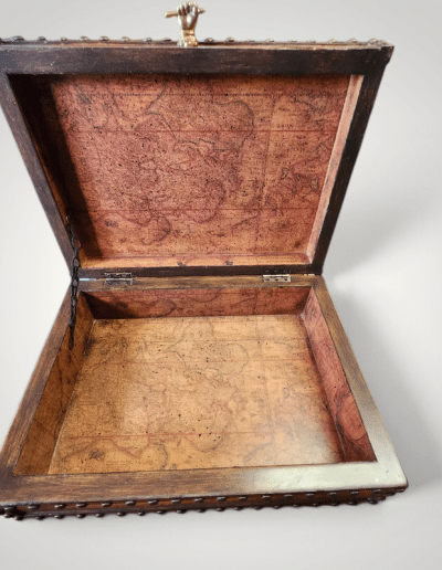 Antique-Style Colonial Map Treasure Box with Brass Nailhead Trim