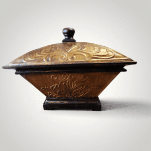 Floral Relief Lidded Keepsake Box with Finial