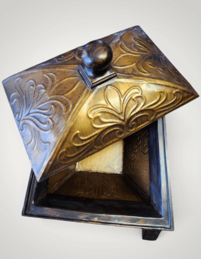 Floral Relief Lidded Keepsake Box with Finial