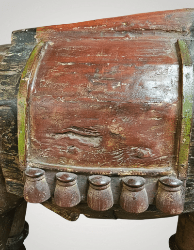Monumental South Indian Polychrome Carved Wood Elephant, Tamil Nadu