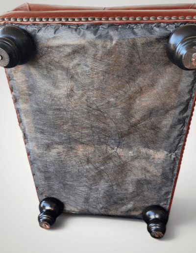 Oversized Cognac Leather Tufted Cocktail Ottoman with Nailhead Trim